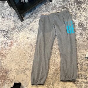 PINK Victoria's Secret Gray Joggers with Teal Accents